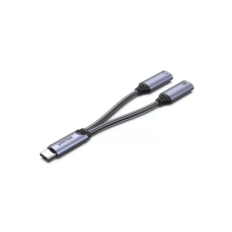 Adaptador de áudio UNITEK M206A USB Type-C alumínio preto cinzento