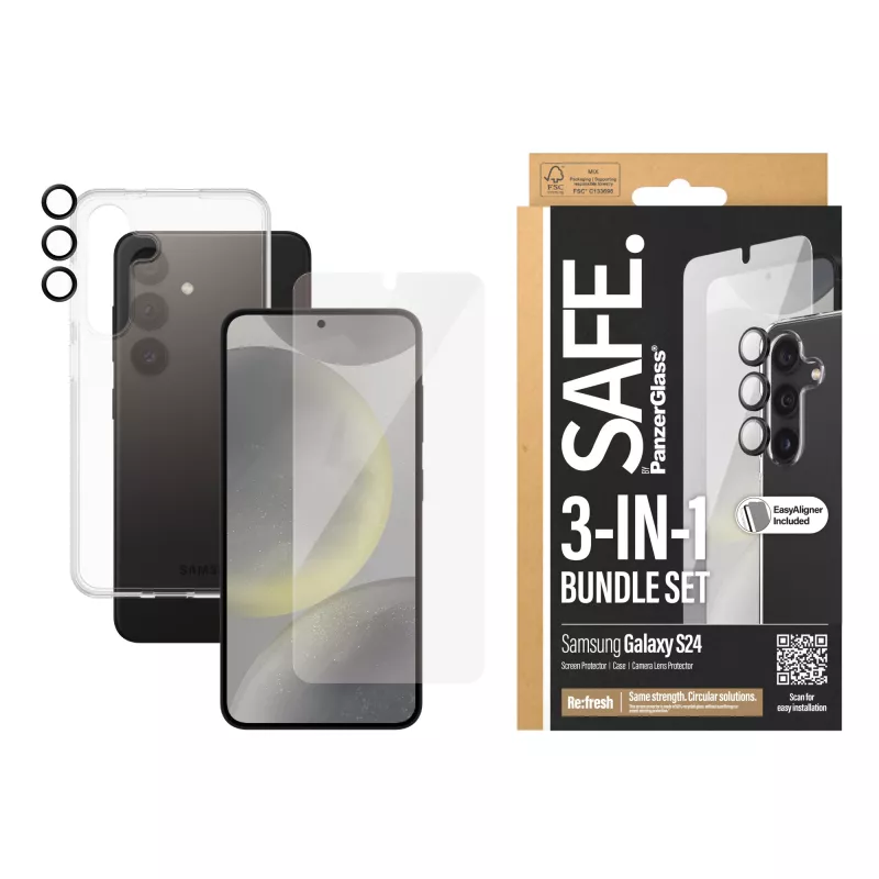 Pacote 3-em-1 PanzerGlass SAFE. by ® Samsung Galaxy S24