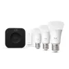 Conjunto de iluminação inteligente Philips Hue White and Colour Ambience Starter Kit — 3 lâmpadas inteligentes E27, interruptor de regulação, Bridge Pro, Bluetooth/Zigbee