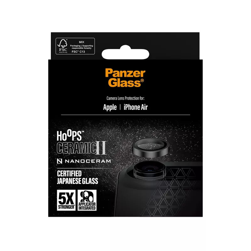 PanzerGlass Hoops Ceramic II proteção da lente da câmara iPhone Air resistente a riscos resistente a choques preto