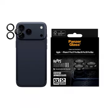 PanzerGlass ® Hoops® Ceramic II vidro de proteção das lentes da câmara iPhone 17 Pro | iPhone 17 Pro Max | iPhone 16 Pro | 16 Pro Max