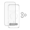 Conjunto de proteção de ecrã e capa PanzerGlass CARE 3-in-1 Feature Kick para iPhone 17 Pro Max — vidro temperado, PET, silicone, transparente