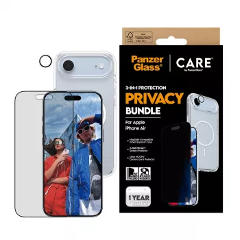 Capa de proteção PanzerGlass CARE para iPhone 17 Air — Privacy 3-in-1