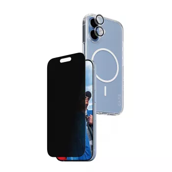 Capa de proteção PanzerGlass Case CARE para iPhone 17 com proteção de privacidade, funcionalidade 3-in-1