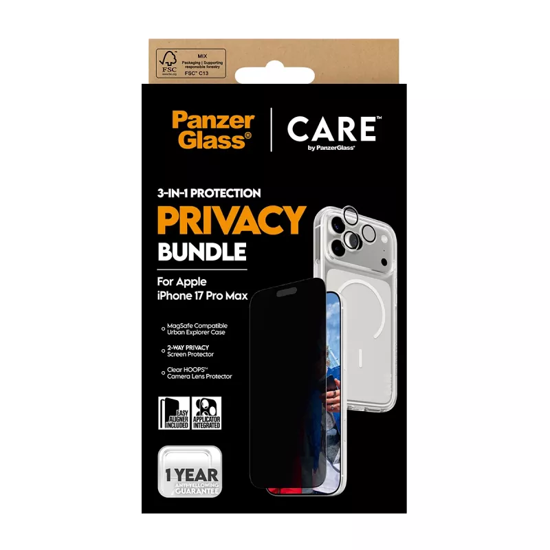 PanzerGlass ® | CARE by ® 3-in-1 Flagship Privacy conjunto iPhone 17 Pro Max