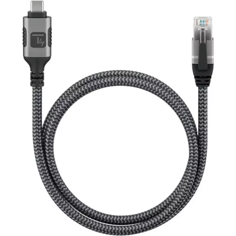 Cabo de rede TECHLY USB-C para Gigabit Ethernet RJ45, Cat6, 3 m, USB 3.2 Gen 1, F/UTP, preto