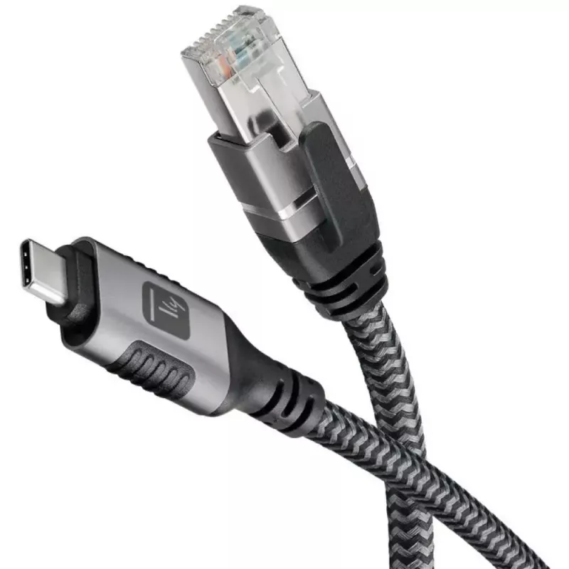 Cabo de rede TECHLY USB-C para Gigabit Ethernet RJ45, Cat6, 3 m, USB 3.2 Gen 1, F/UTP, preto