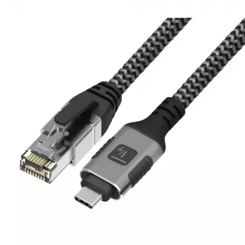 Cabo de rede TECHLY USB-C para Gigabit Ethernet RJ45, Cat6, 3 m, USB 3.2 Gen 1, F/UTP, preto