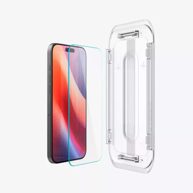 Spigen GLAS.tR EZ Fit Película protetora de vidro para iPhone 16 Pro Max / 17 Pro Max, pack de 2, transparente