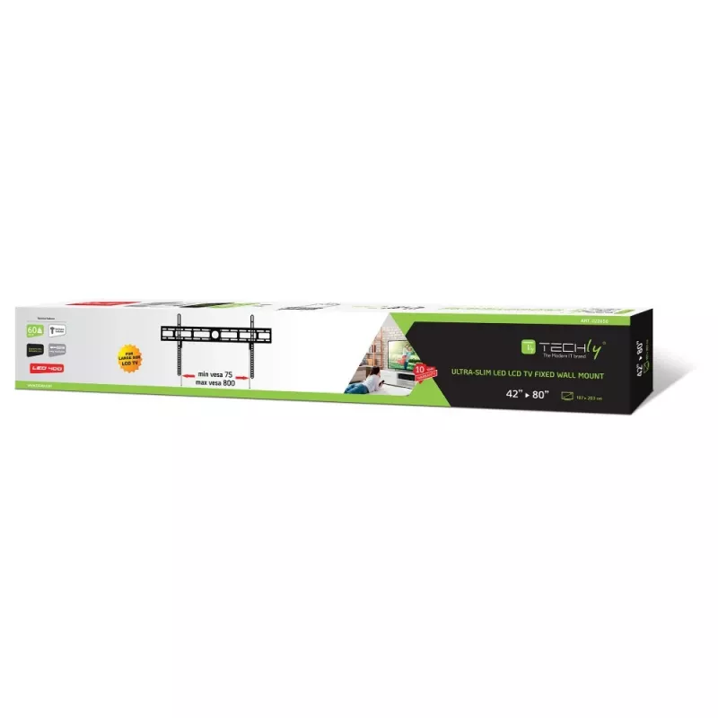 Suporte de parede Techly para TV LED-LCD 42-80 Ultra fino Fixed H400mm” ICA-PLB 840