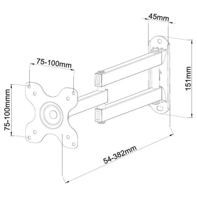 Techly suporte de parede para LCD LED 33-76,2 cm (13-30 polegadas) inclinável 2 articulações preto ICA-LCD 923B