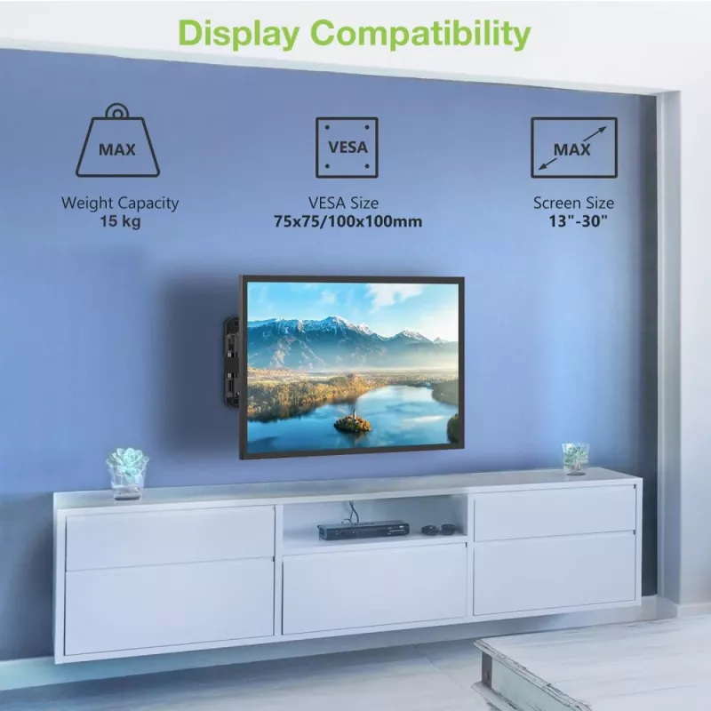 Techly suporte de parede para LCD LED 33-76,2 cm (13-30 polegadas) inclinável 2 articulações preto ICA-LCD 923B