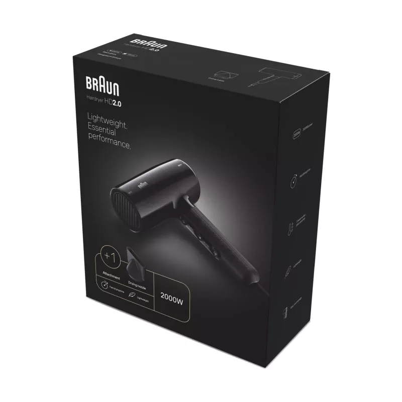 Secador de cabelo Braun HD2.0 2000W Preto cabo de 1,95 m