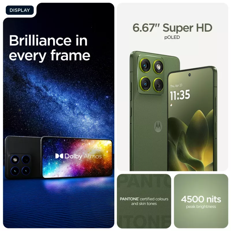 Smartphone Motorola edge 70 — 6,7 polegadas P-OLED, Snapdragon 7 Gen 4, 12 GB RAM, 512 GB, Dual SIM, 4800 mAh, Verde, IP68/IP69