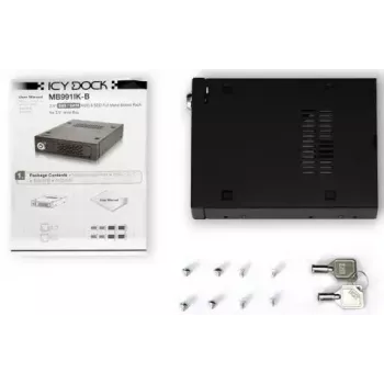 ICY BOX Moldura de troca de disco MB991IK-B, 6,40cm (2.5), SAS - SATA, alta qualidade, moldura de troca em alumínio preto para discos de 6,40cm (2.5) com S