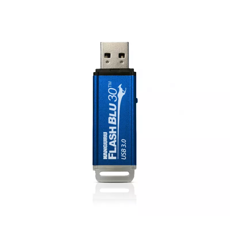 Kanguru FlashBlu30 SuperSpeed USB3.0 64 GB | Pen USB segura | Interruptor físico de proteção contra escrita | Compatível com Windows 