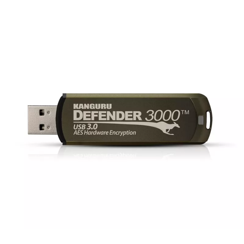 Kanguru Defender 3000 KDF3000-32G pen USB encriptada, 32 GB, USB 3.2 Gen 1 (USB 3.0), FIPS 140-2 Level 3, em conformidade com TAA