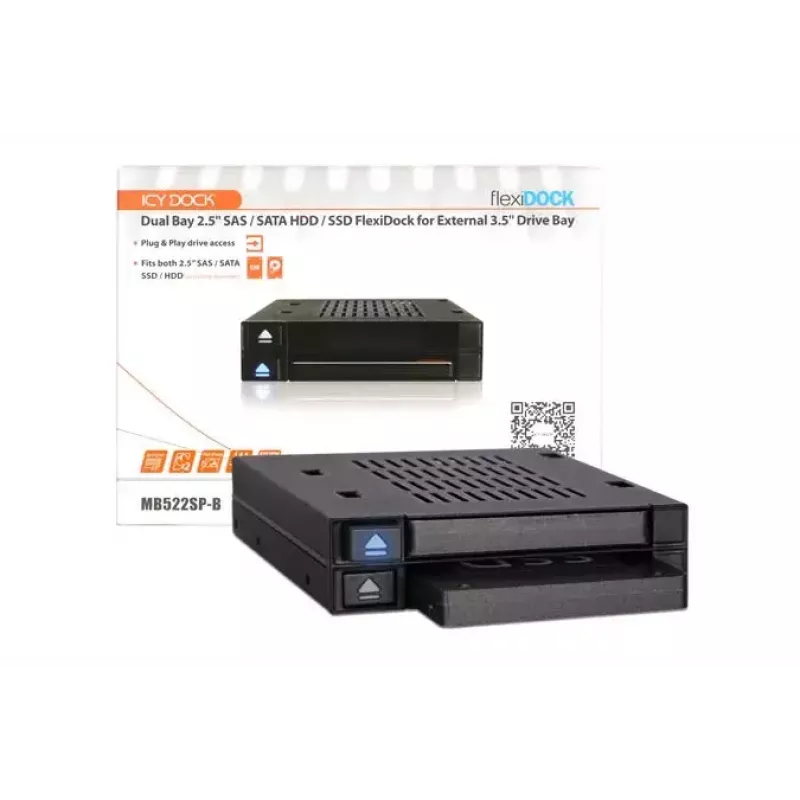 ICY DOCK flexiDOCK MB522SP-B - Caixa para unidades de armazenamento - 2.5 (6,4 cm) - Preto (MB522SP-B)
