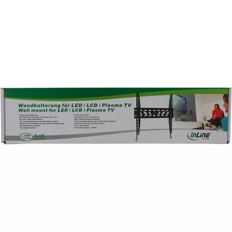 InLine Suporte de parede para TFT / LED / Plasma 81–140 cm, 32 polegadas–55 polegadas, máx. 50 kg