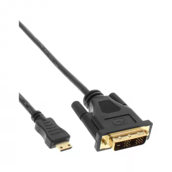 InLine Cabo Mini-HDMI para DVI, ficha HDMI C para ficha DVI 18+1, banhado a ouro, 2m