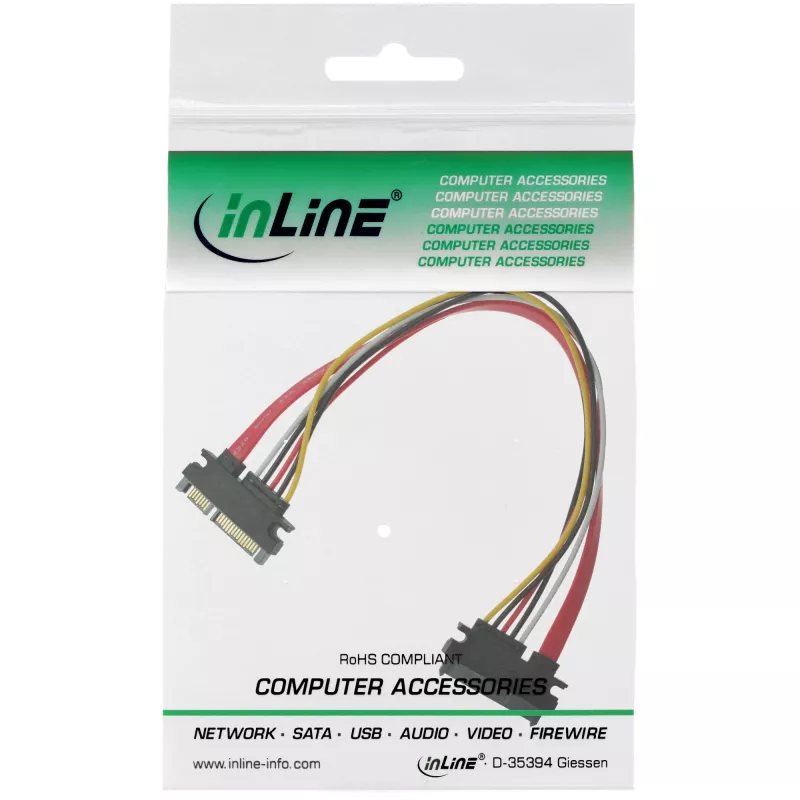 InLine Cabo de dados e alimentação SATA SATA 6Gb/s macho / fêmea 0.50m