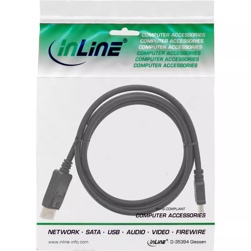 Cabo conversor DisplayPort para HDMI InLine 17182 2 m preto