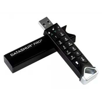 iStorage datAshur PRO2 64 GB | Pen drive segura | Certificada FIPS 140-2 Nível 3 | Encriptação de hardware AES-XTS 256 bits | Protegida por palavra-passe | Resistente a pó/água |