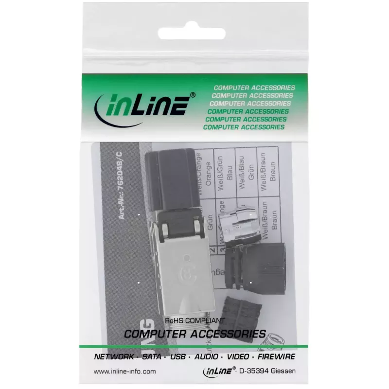 Ficha RJ45 InLine Cat.8.1 2000MHz, montagem em campo, blindada, com tampa de rosca