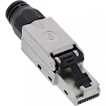 Ficha RJ45 InLine Cat.8.1 2000MHz, montagem em campo, blindada, com tampa de rosca