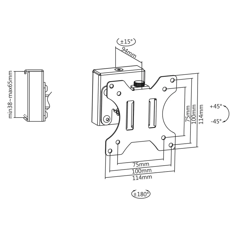 Suporte de monitor InLine para painel ranhurado curto 6,5 kg capacidade 13 polegadas