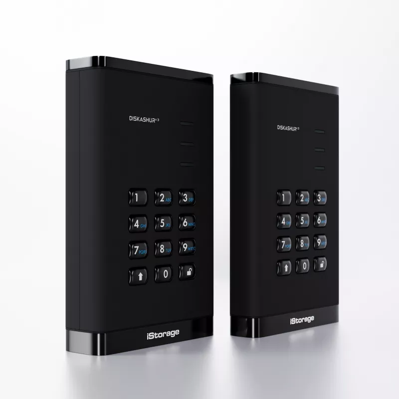 iStorage diskAshur3 IS-DA3-256-2000-B HDD portátil encriptado de 2 TB, 2,5 polegadas, USB 3.2 Gen 1, USB-C + USB-A, AES-XTS de 256 bits, conforme com TAA, preto