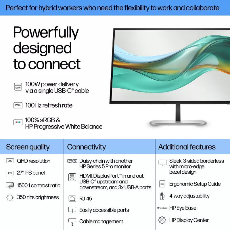 Monitor HP Series 5 Pro 27 polegadas QHD USB-C - 527pu