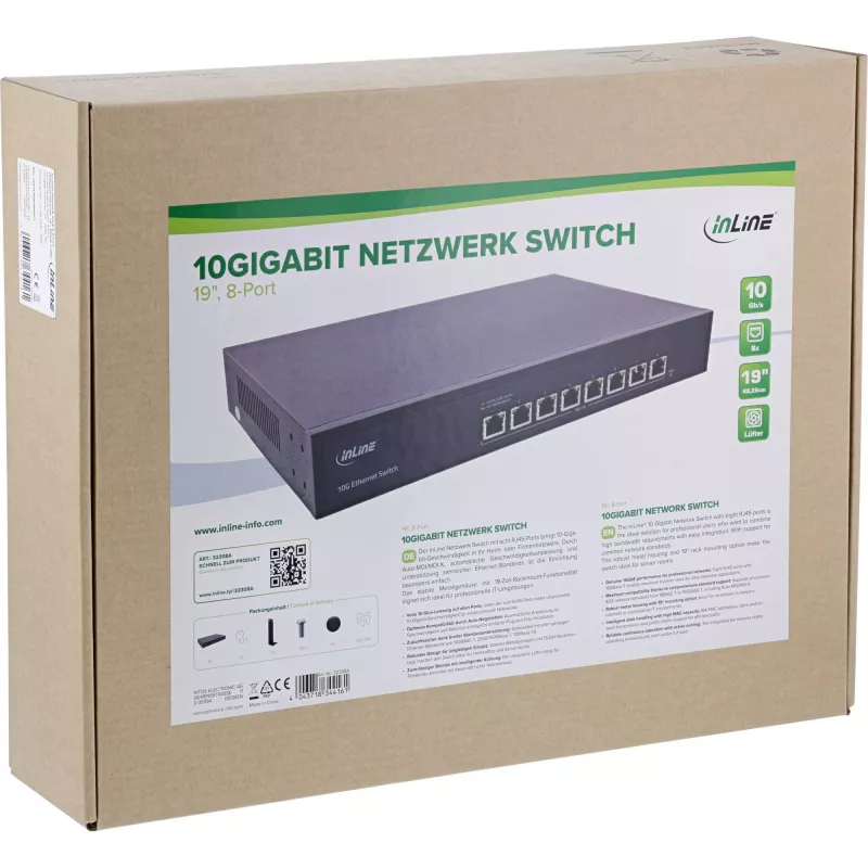 Switch de rede InLine 32308A Unmanaged 10G Ethernet (100/1000/10000) preto