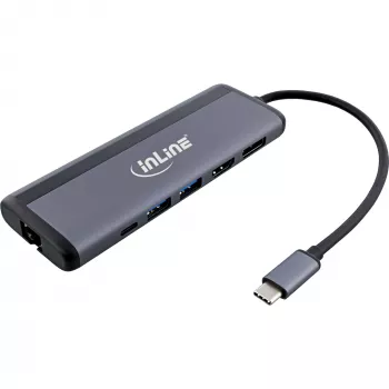 Multihub USB-C 8-em-1 InLine, HDMI, DP, USB 3.2, PD 3.0 100W, MST