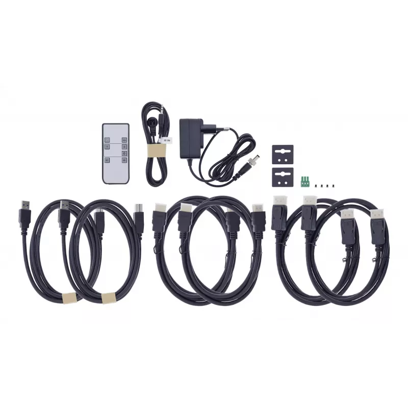 InLine 57885G Switch KVM, 2 vias, HDMI & DP, monitor duplo, 4K60Hz, hub USB, preto