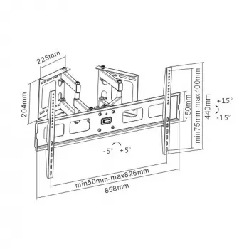 Suporte de parede de canto InLine para TFT / LED / Plasma 37 polegadas a 63 polegadas até 60 kg