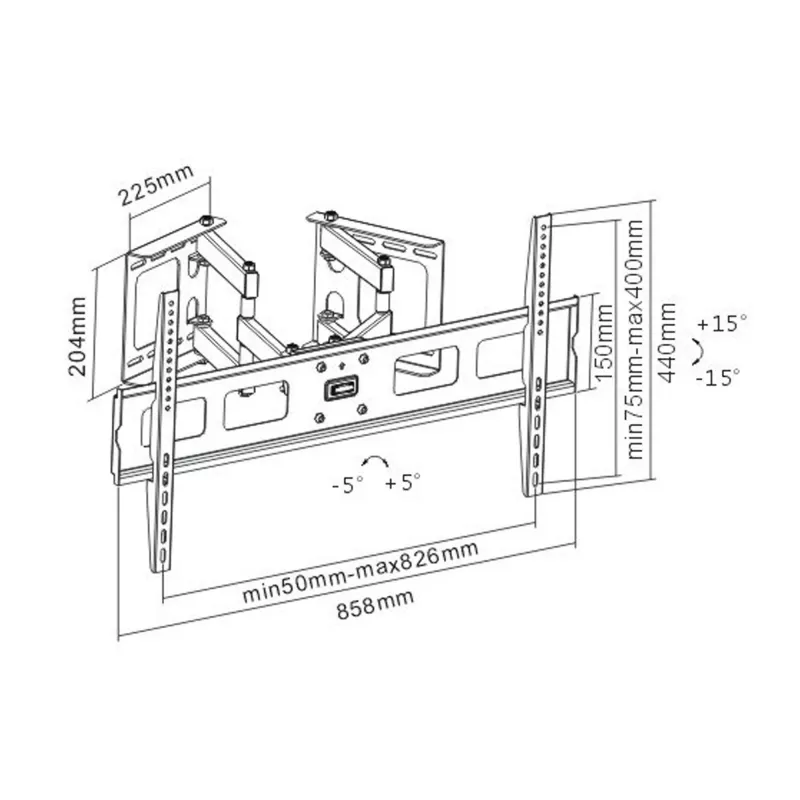Suporte de parede de canto InLine para TFT / LED / Plasma 37 polegadas a 63 polegadas até 60 kg