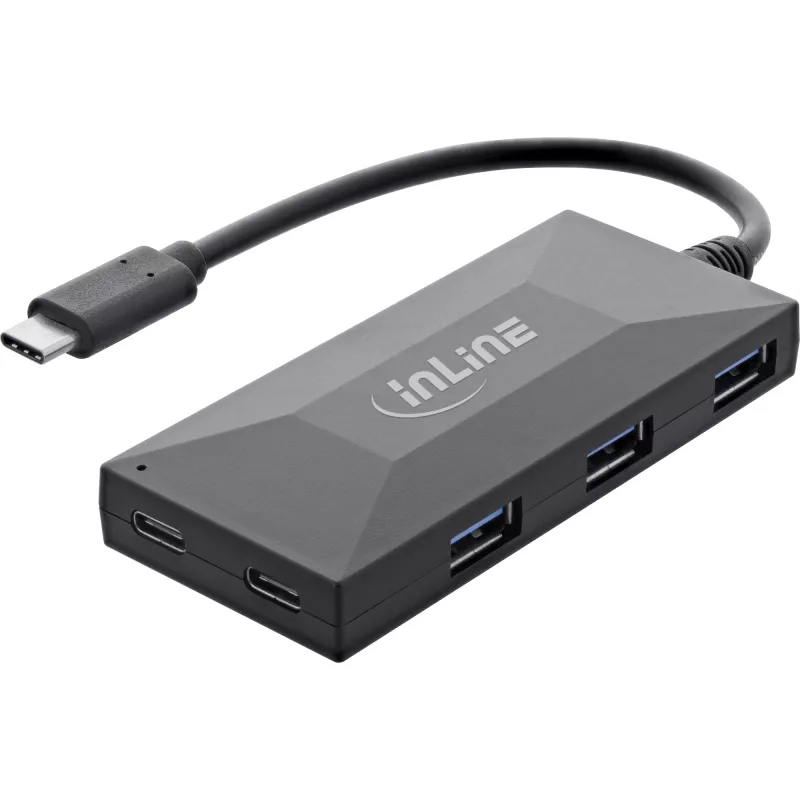 InLine Hub USB 3.2 Gen.1, USB-C para 2 portas USB-C e 3 portas USB-A, sem fonte de alimentação