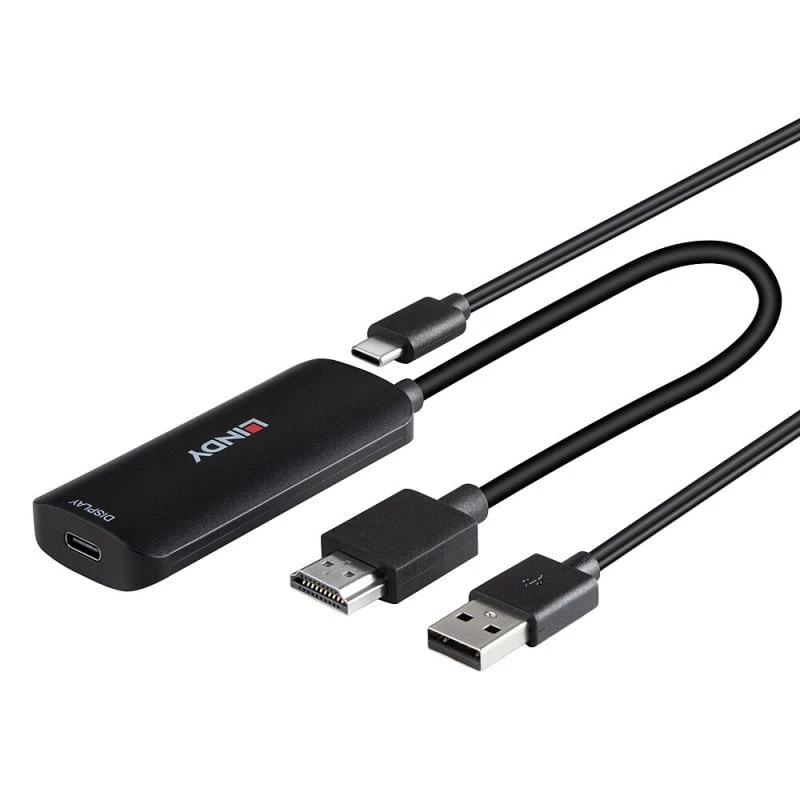 Conversor HDMI para USB Type-C Lindy 43423 com entrada de alimentação USB, cabo de 0,2 m, conectores HDMI + USB-C