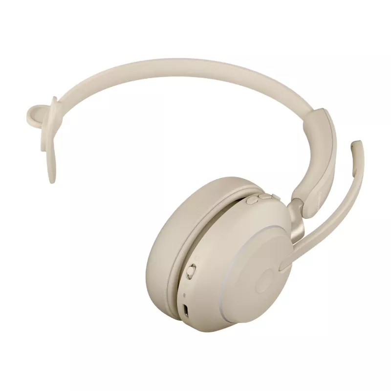 Jabra Evolve2 65 UC Mono 26599-889-898 auscultadores com microfone, supra-auriculares, convertíveis, USB-C, bege