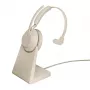 Jabra Evolve2 65 UC Mono 26599-889-888 auscultadores com microfone e base de carregamento, supra-auriculares, convertíveis, USB-C, bege