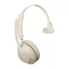 Jabra Evolve2 65 UC Mono 26599-889-888 auscultadores com microfone e base de carregamento, supra-auriculares, convertíveis, USB-C, bege