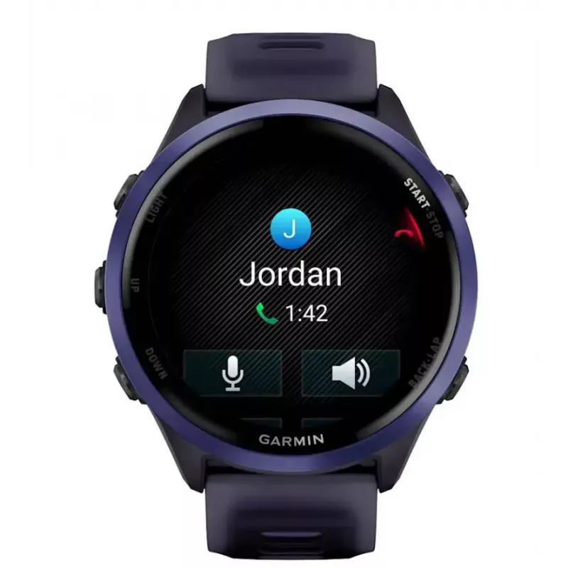 Smartwatch GARMIN Forerunner 570 47 mm — 1.4 polegadas AMOLED 454×454, Ecrã tátil, Wi‑Fi, GPS, 8 GB, Violeta, 50 g