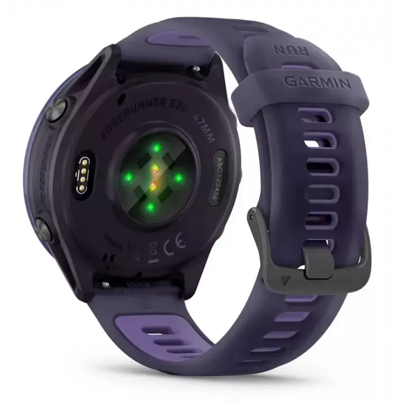 Smartwatch GARMIN Forerunner 570 47 mm — 1.4 polegadas AMOLED 454×454, Ecrã tátil, Wi‑Fi, GPS, 8 GB, Violeta, 50 g
