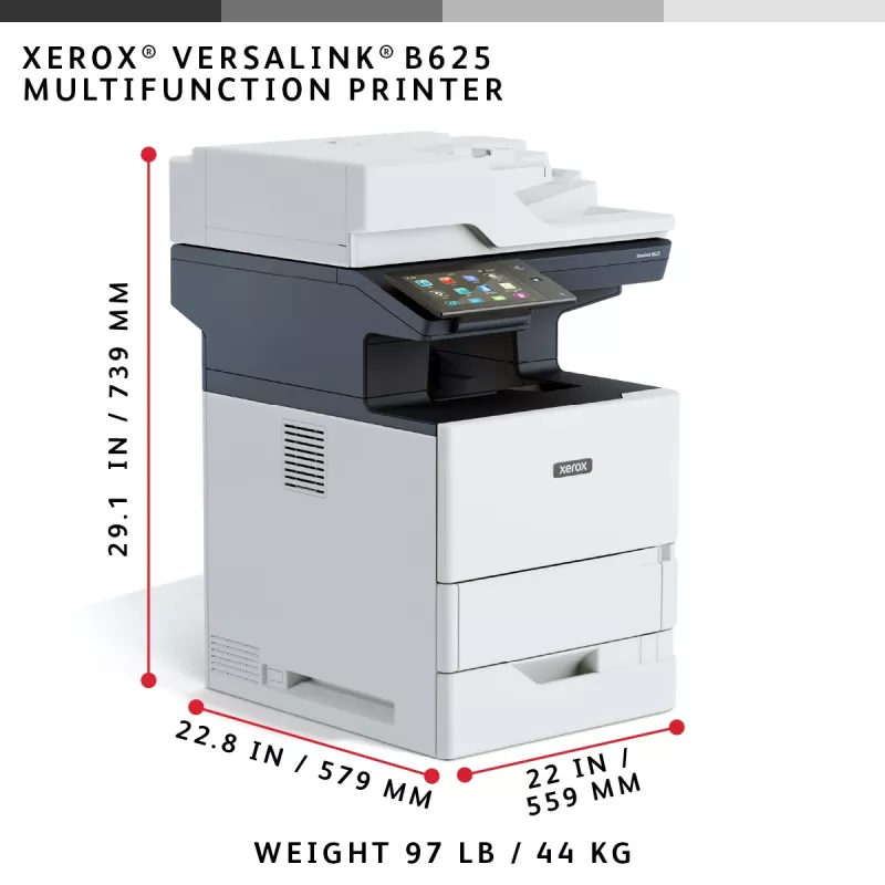 Xerox VersaLink B625 A4 61ppm cópia/impressão/digitalização/fax frente e verso PS3 PCL5e/6 2 bandejas de papel 650 folhas