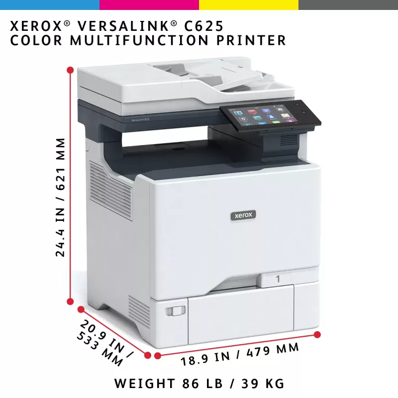 Xerox VersaLink C625 A4 50ppm cópia/impressão/digitalização/fax frente e verso PS3 PCL5e/6 2 bandejas de papel 650 folhas