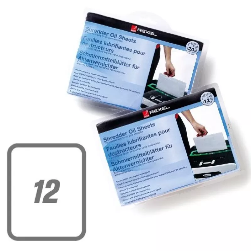 Folhas de óleo para destruidora Rexel (pack de 12)