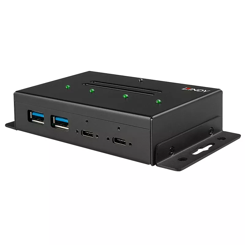 Hub USB Lindy 4 portas USB 3.2 Gen 2 Type-C metálico