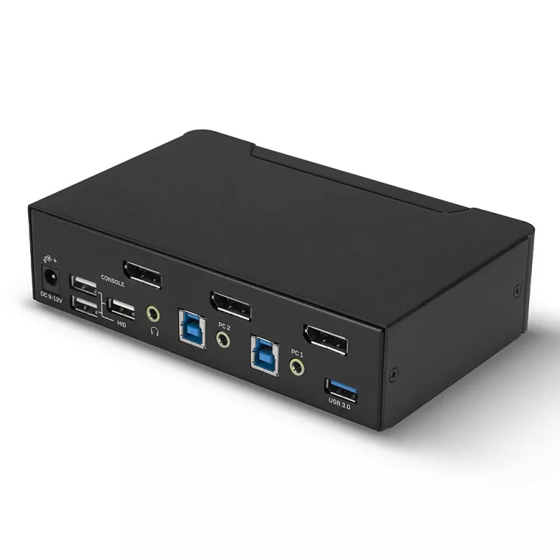 Switch KVM Lindy 2 portas DisplayPort 1.4, USB 3.0 e áudio