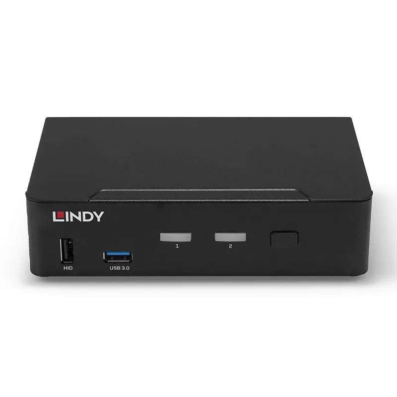 Switch KVM Lindy 2 portas DisplayPort 1.4, USB 3.0 e áudio